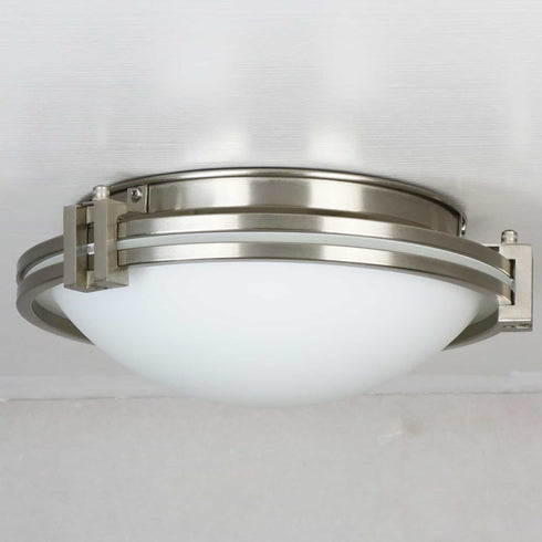 Brushed Nickel Flush Mount Light 2-Light Milk Glass Ceiling Light